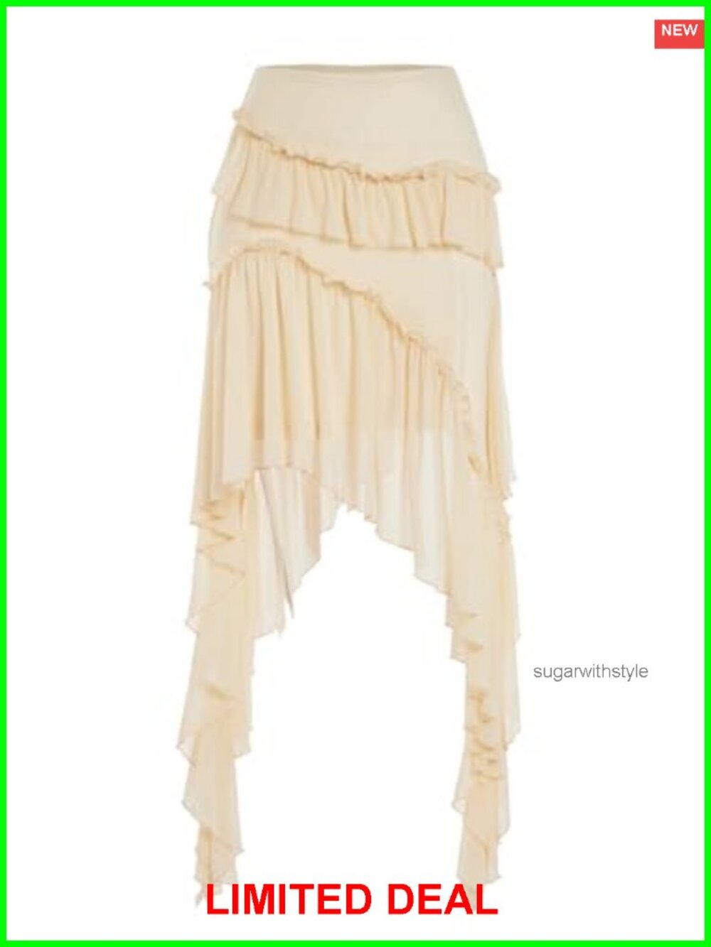 Boho Flowy Asymmetrical Ruffle Hem Skirt Country Concert Outfit